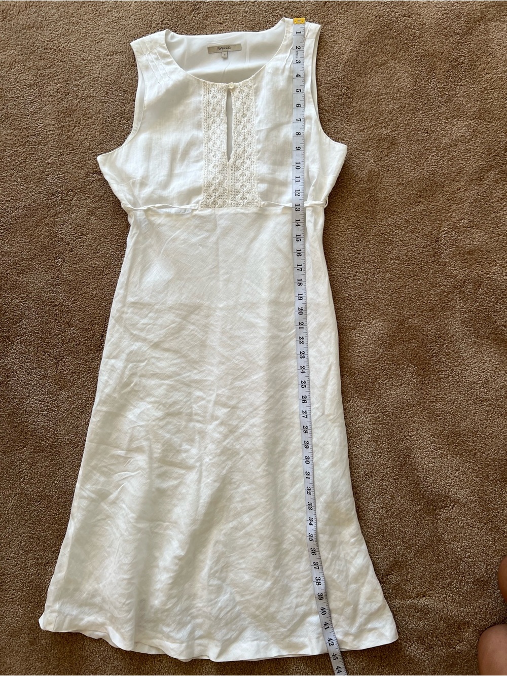 RW&CO. White Cream Crochet Trim Linen Dress - Picture 5 of 8